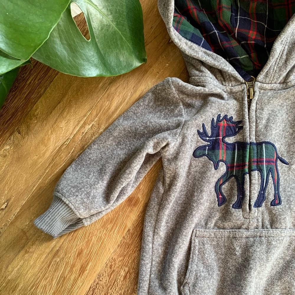 Fleece and plaid coverall bodysuit